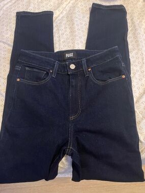 PAIGE Dark Indigo High-Rise Skinny Jeans